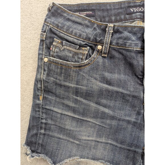 Vigoss Denim Shorts Womens Size 28 Blue Distressed Whiskers The Thompson Comfort - Picture 2 of 16